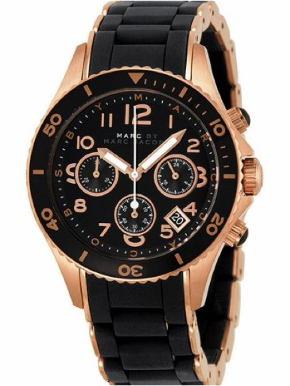 Marc by Marc Jacobs Black and Rose Gold Sport Chronograph Watch